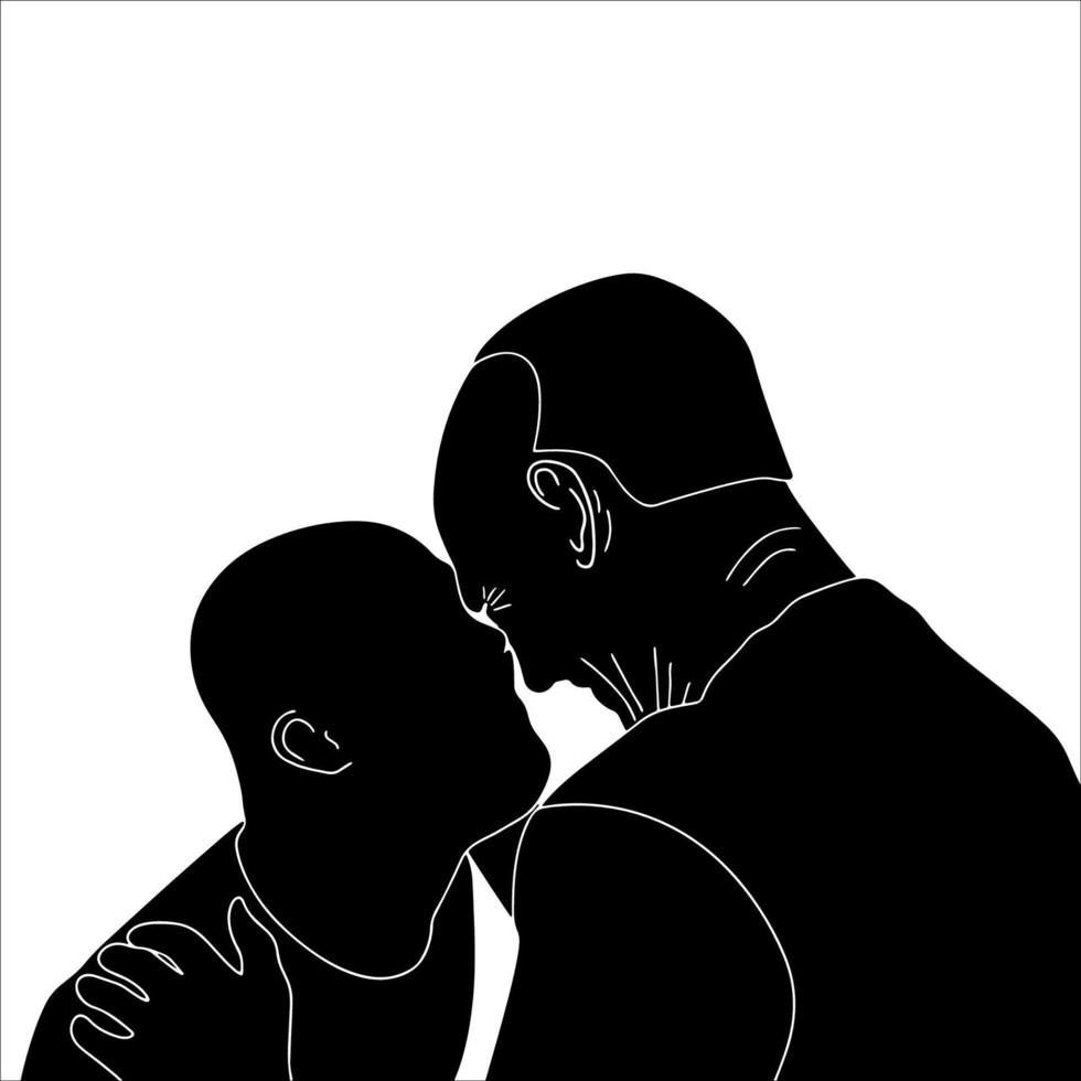 Father and Child hand drawn vector illustration.