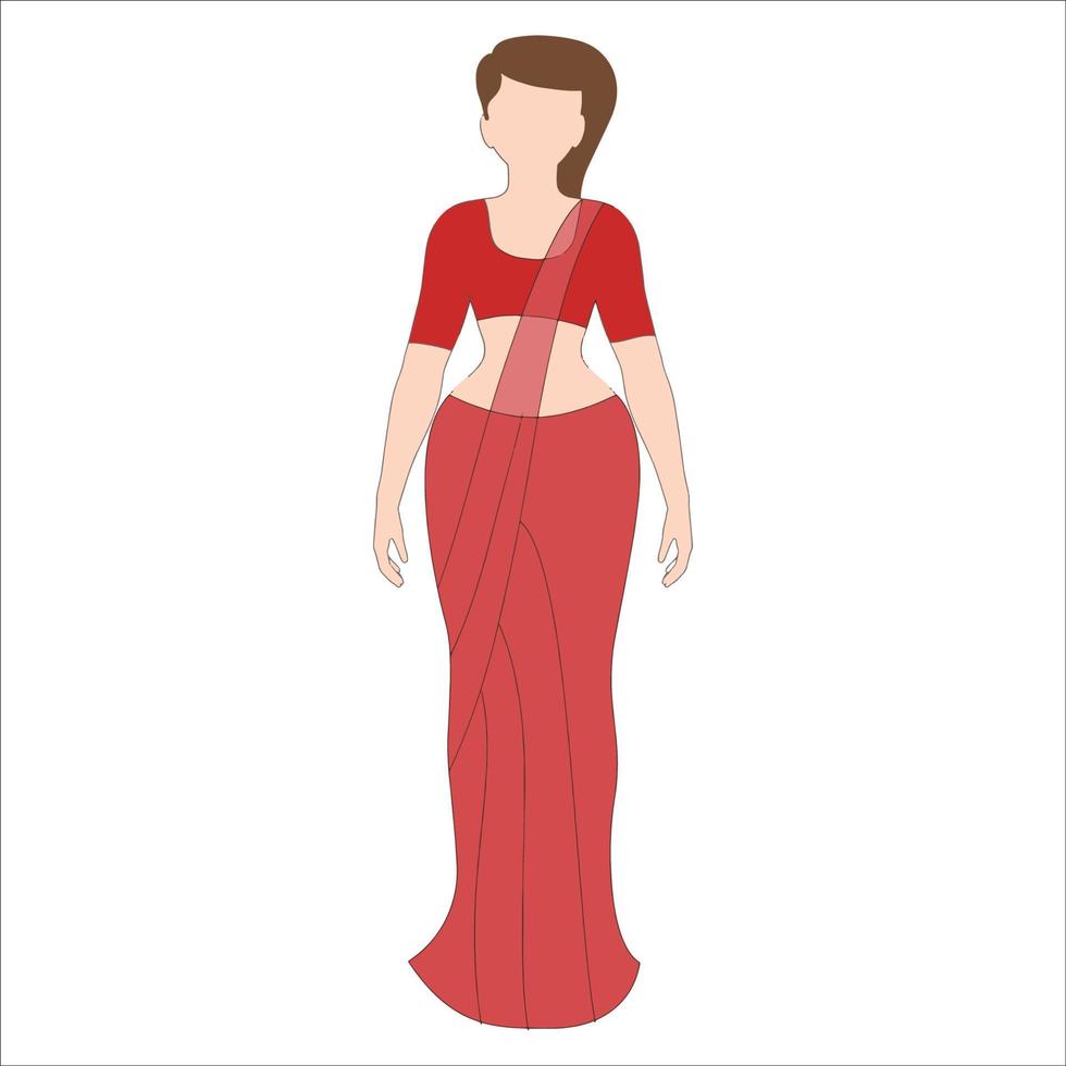 mujeres en traje indio ilustración de personaje sobre fondo blanco. vector