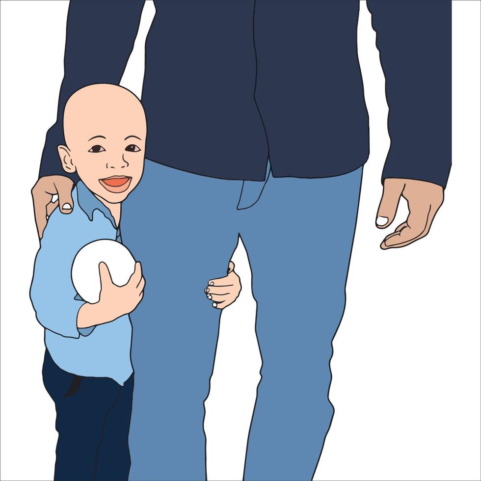 Ilustración digital de padre e hijo para el día del padre. vector