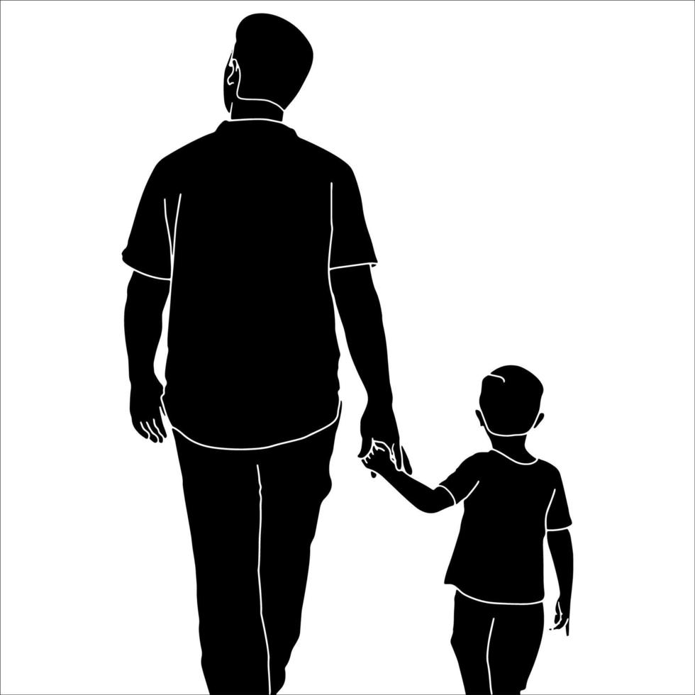 Father and Child hand drawn vector illustration.