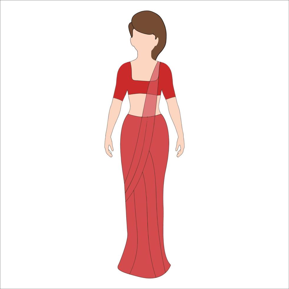 mujeres en traje indio ilustración de personaje sobre fondo blanco. vector