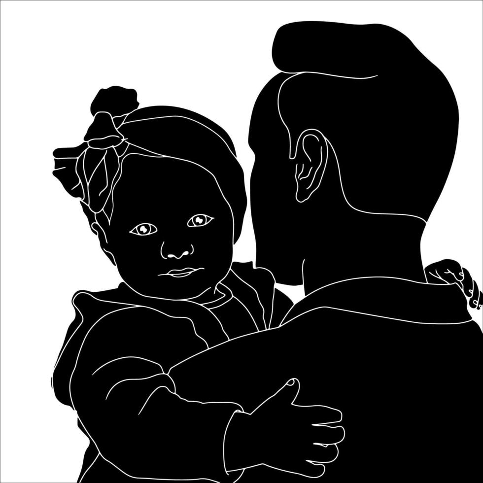 Father and Child hand drawn vector illustration.