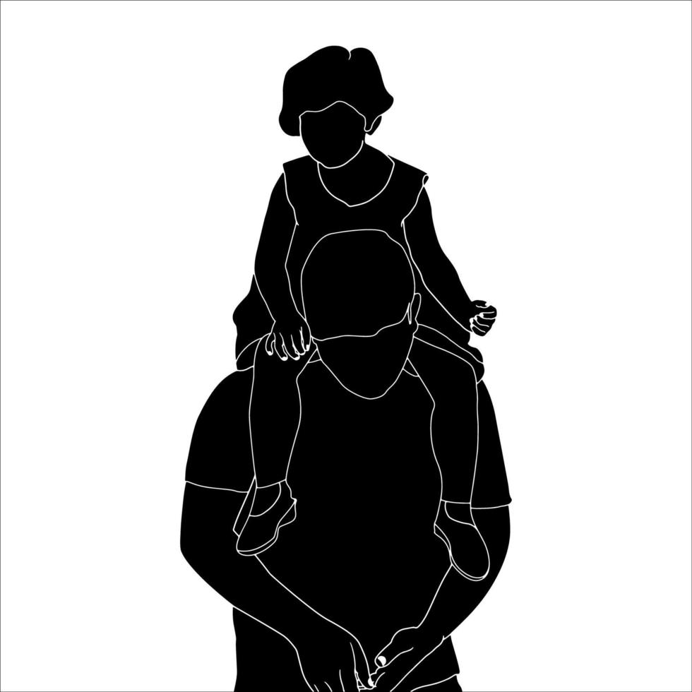 Father and Child hand drawn vector illustration.