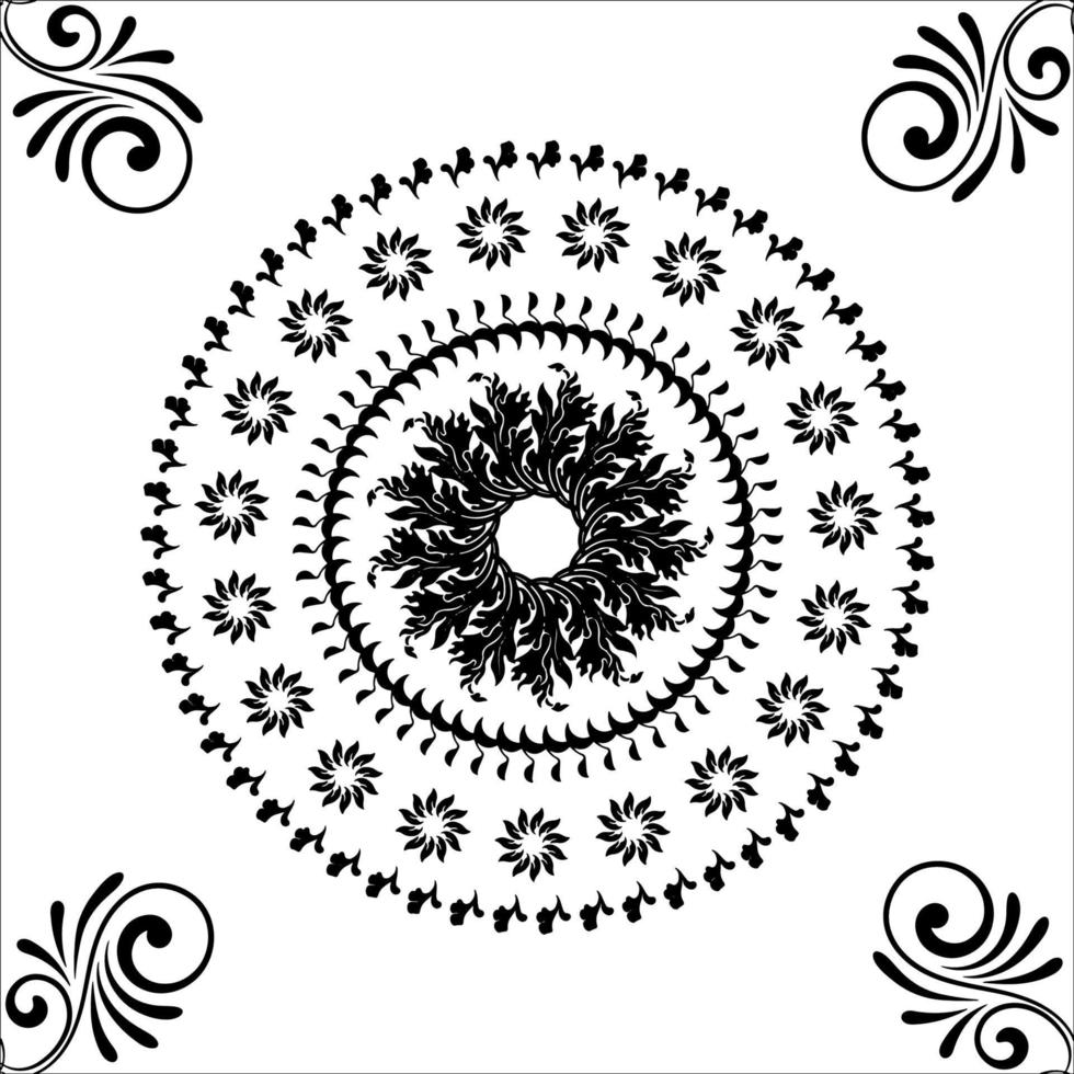 Decorative round pattern hand drawn vector illustration.