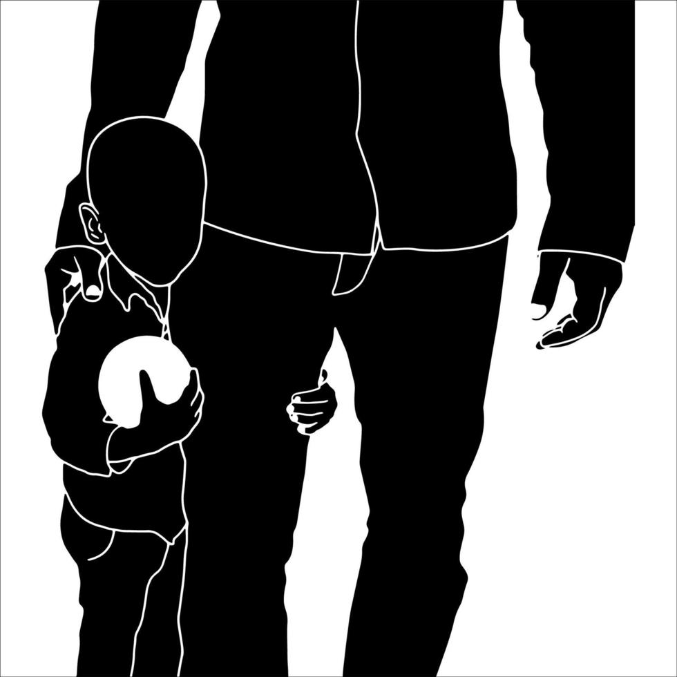 Father and Child hand drawn vector illustration.