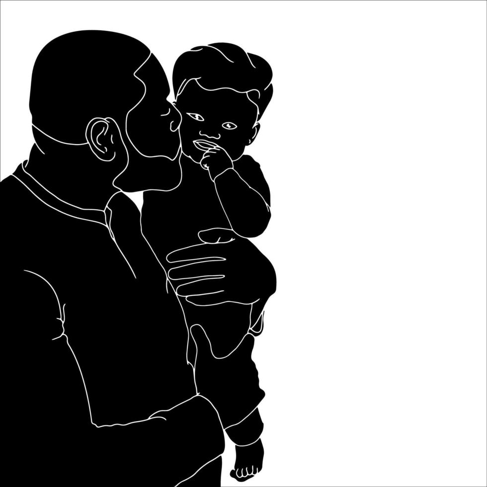 padre e hijo dibujado a mano ilustración vectorial. vector