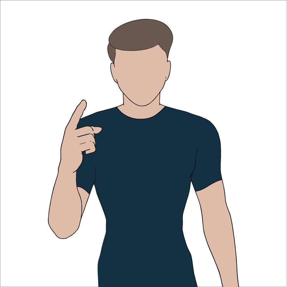 silhouette of young man pointing in aggression illustrated on white background. vector