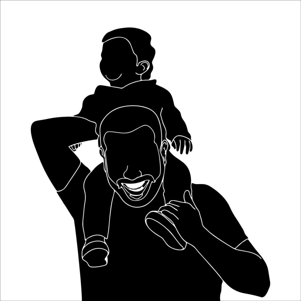 Father and Child hand drawn vector illustration.