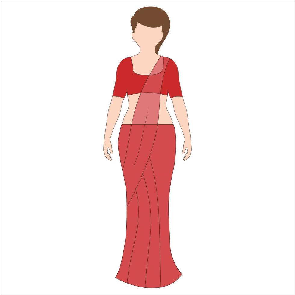 mujeres en traje indio ilustración de personaje sobre fondo blanco. vector