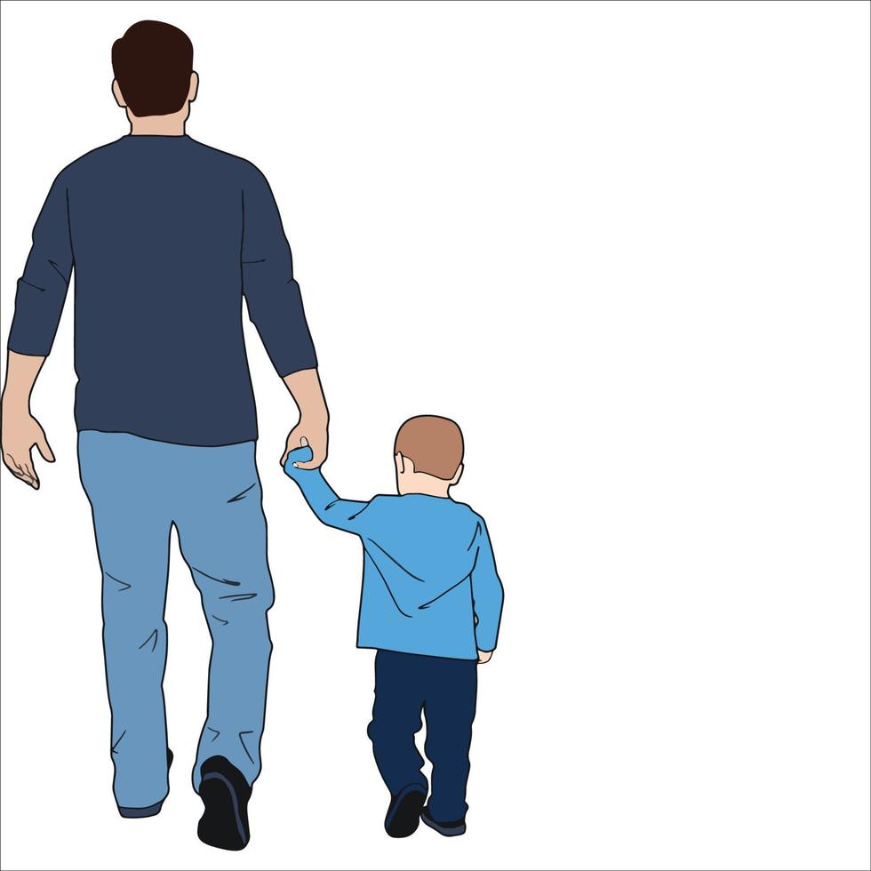 Ilustración digital de padre e hijo para el día del padre. vector