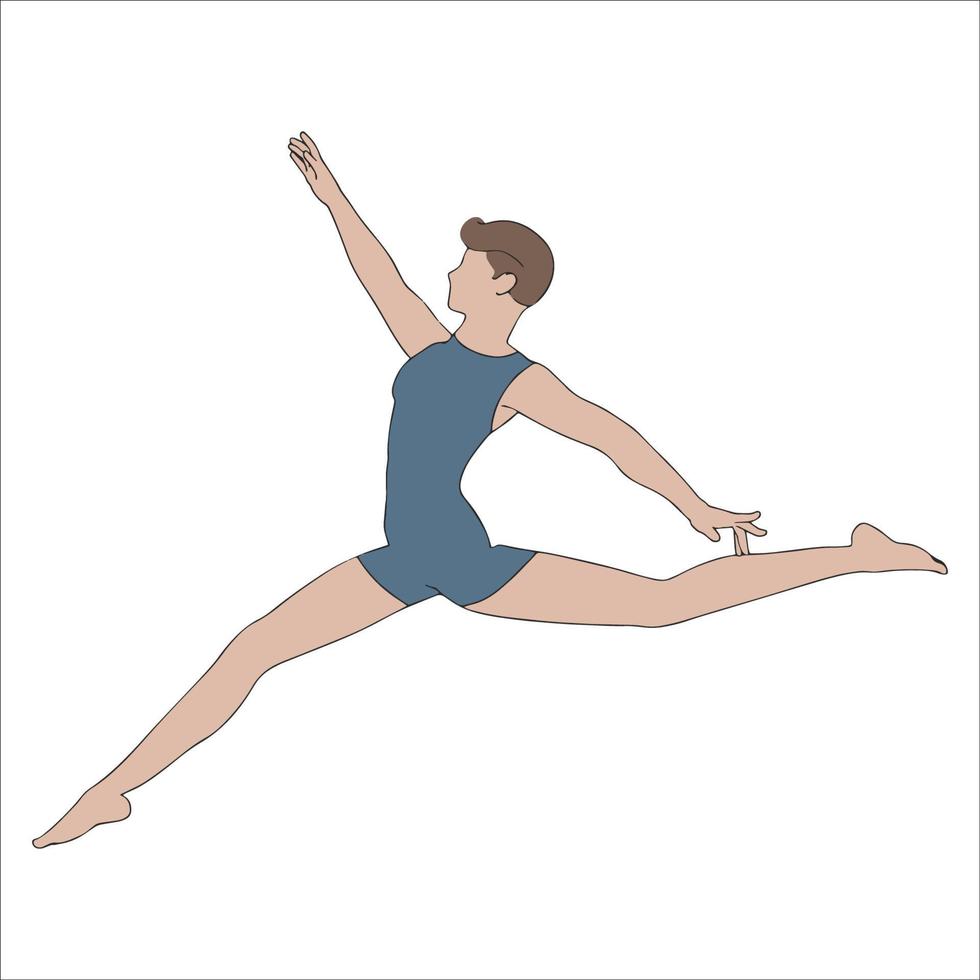 Ilustración de personaje de gimnasia ilustrada sobre fondo blanco. vector