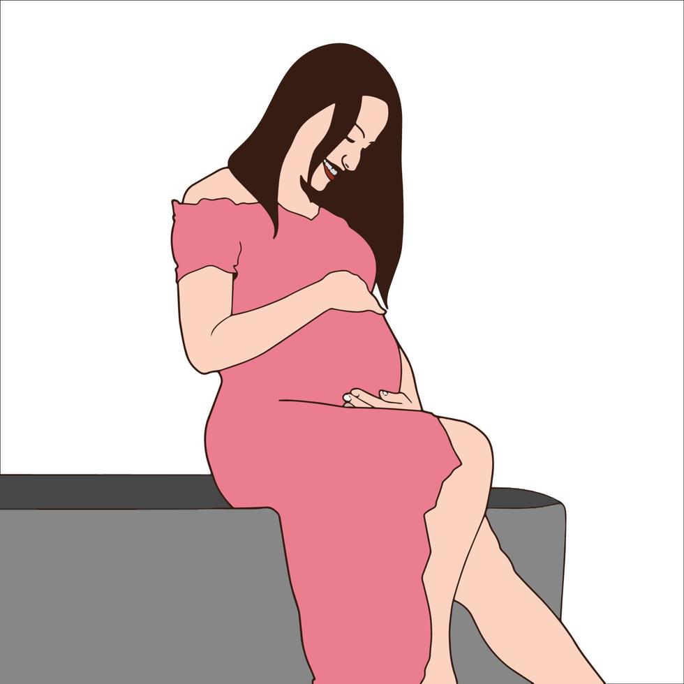 Ilustración de mujeres embarazadas aisladas sobre fondo blanco. vector