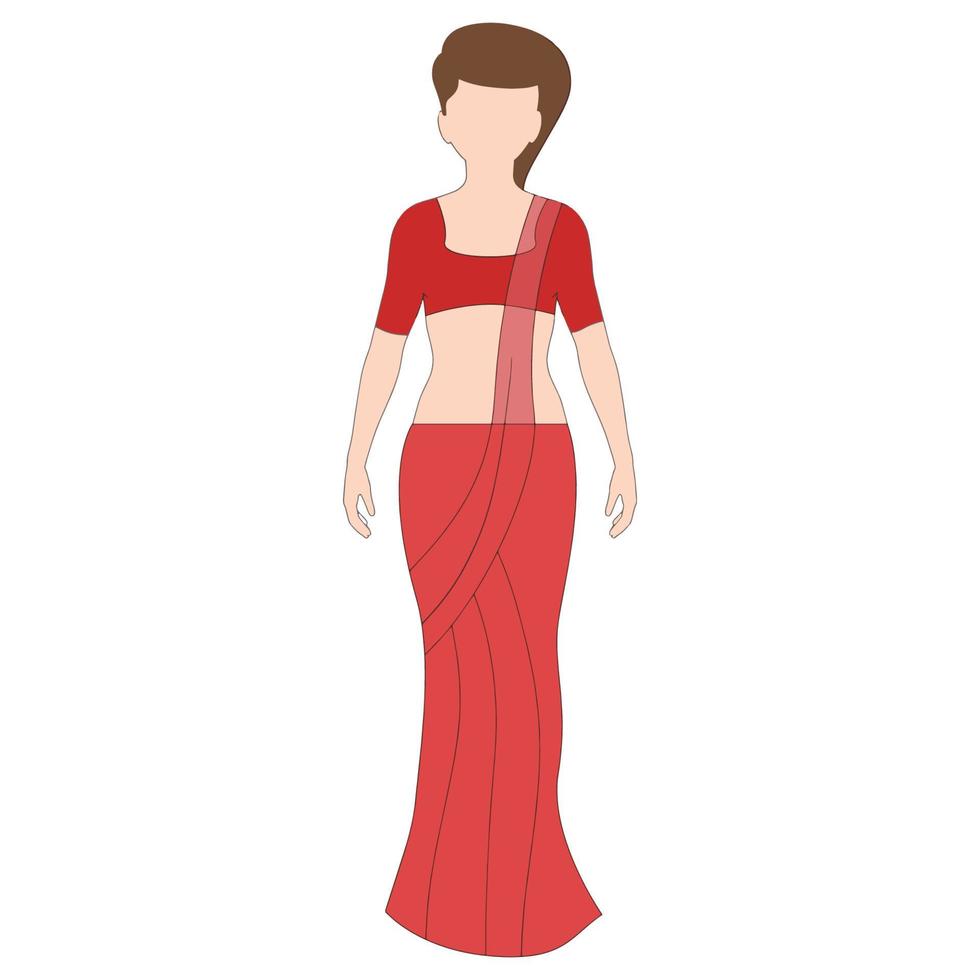 mujeres en traje indio ilustración de personaje sobre fondo blanco. vector