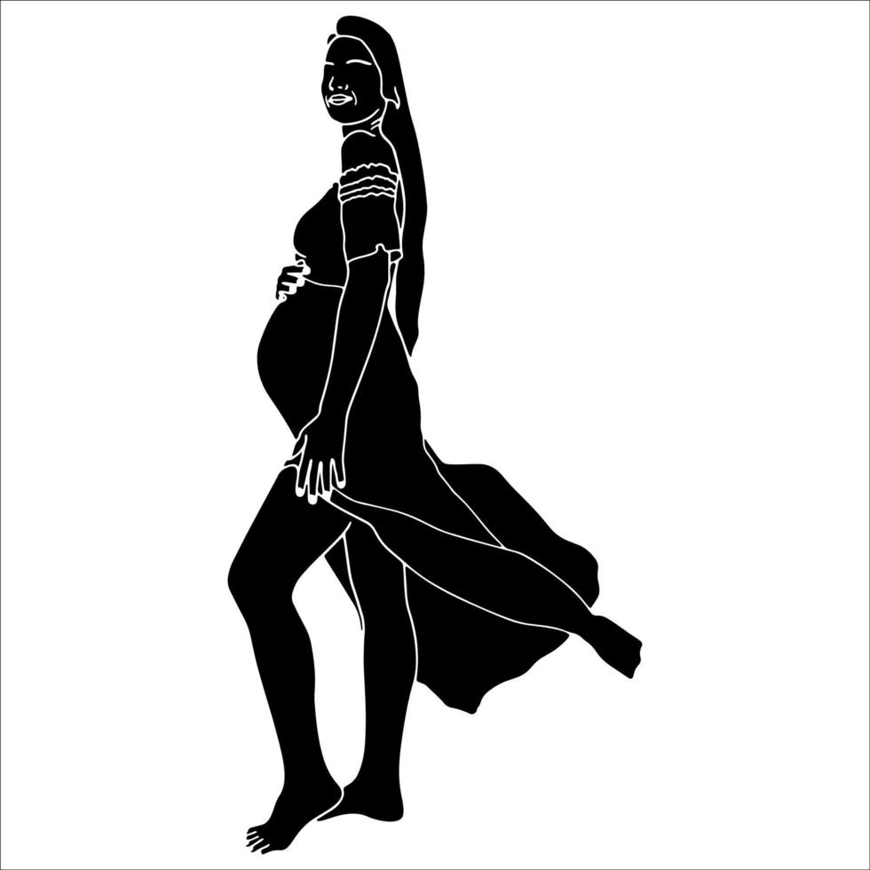 pregnant woman silhouette vector illustration  on white background.