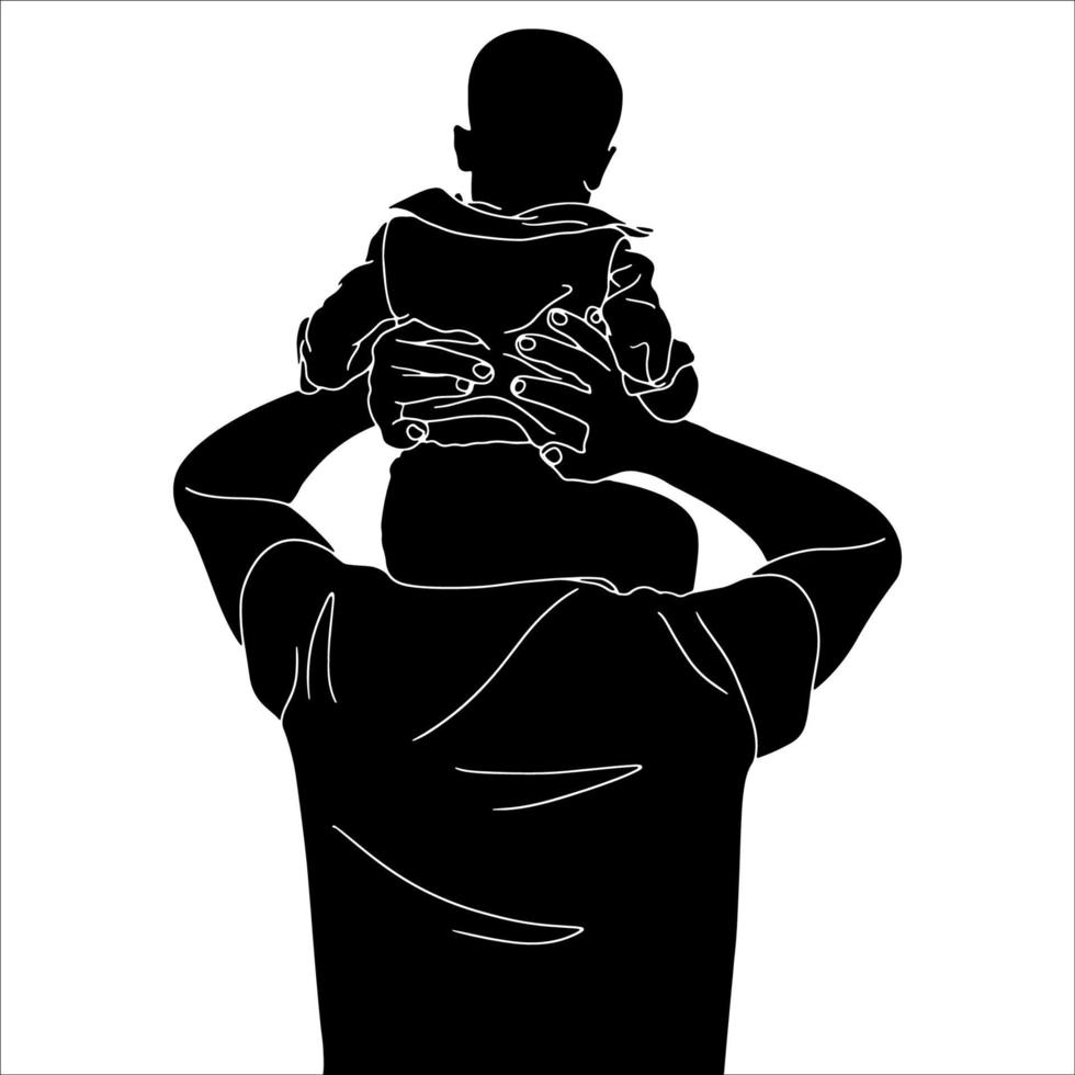 Father and Child hand drawn vector illustration.