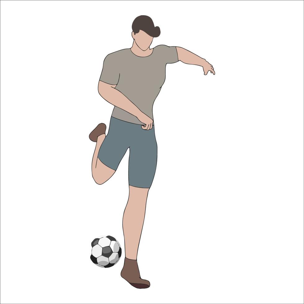 simple caricatura de hombres jugando al fútbol ilustrada sobre fondo blanco. vector