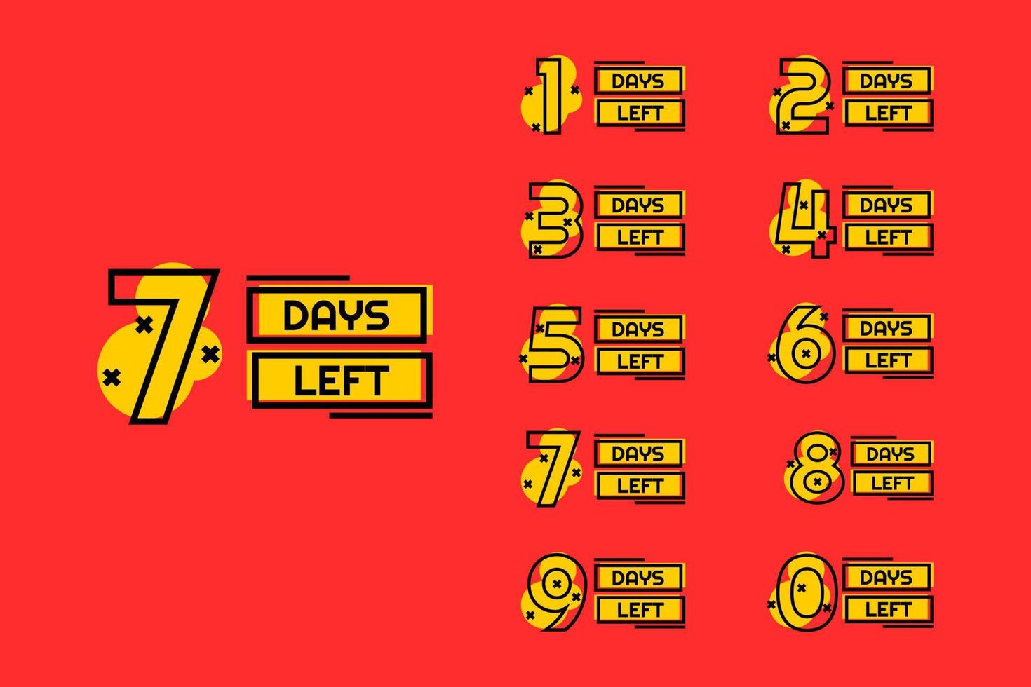 Set of number days left countdown vector