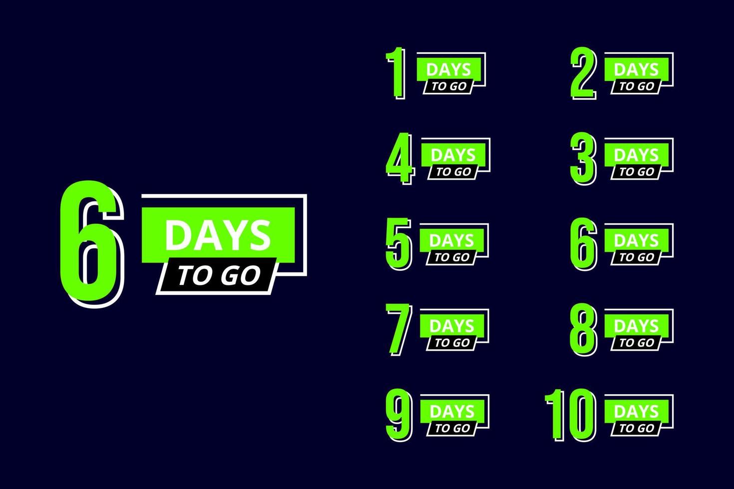 Set of number days left countdown vector