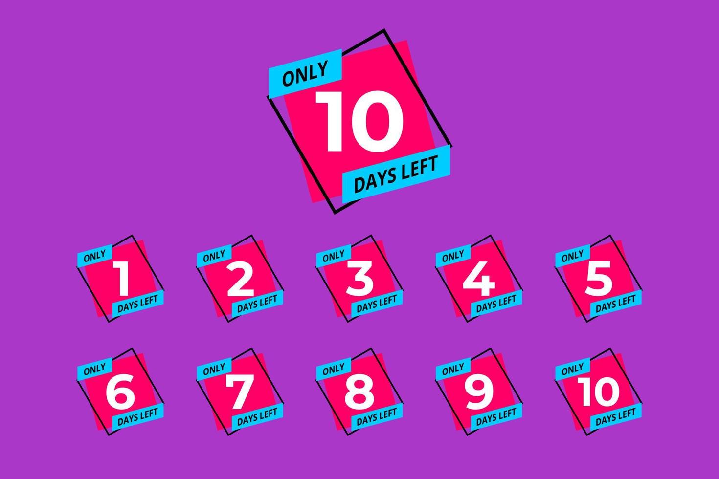 Set of number days left countdown vector