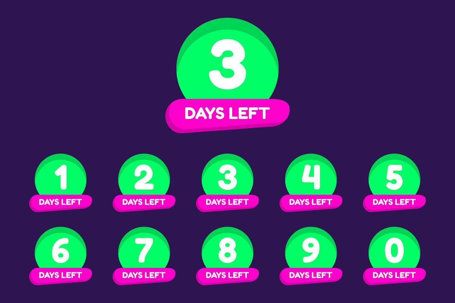 Set of number days left countdown vector