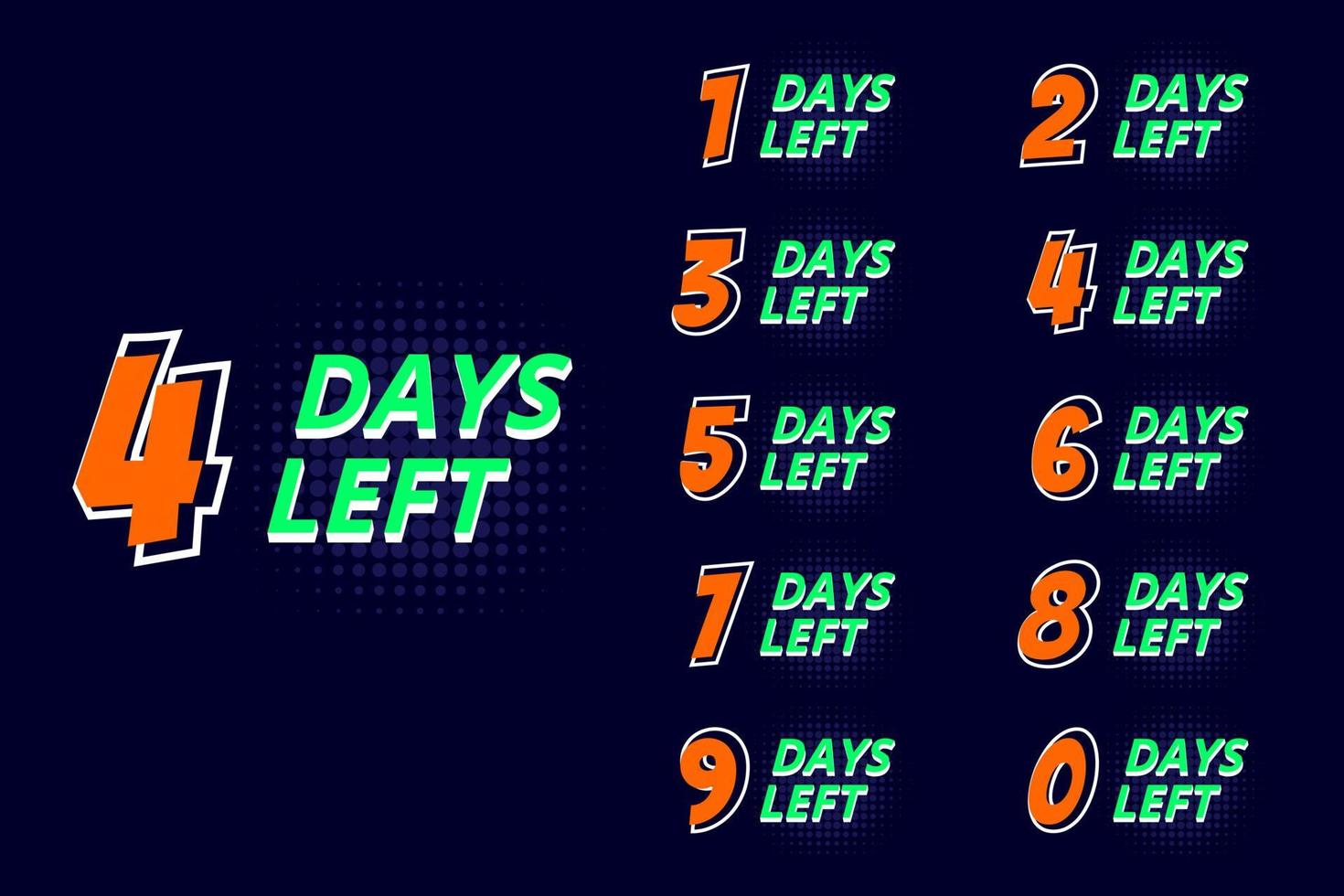 Set of number days left countdown vector