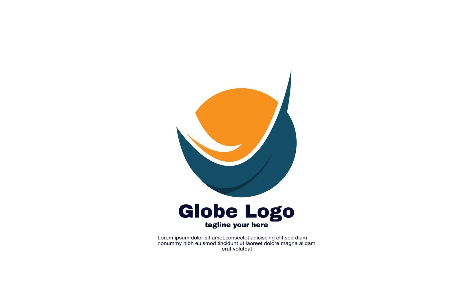 illustration globe logo template design orange color vector