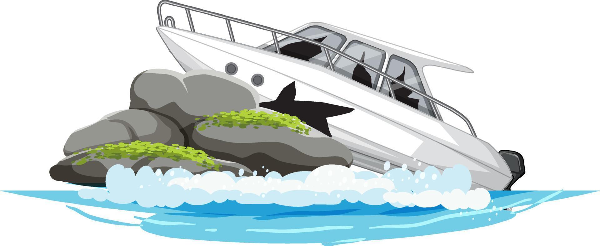 Speedboat crashing the rock in the ocean vector