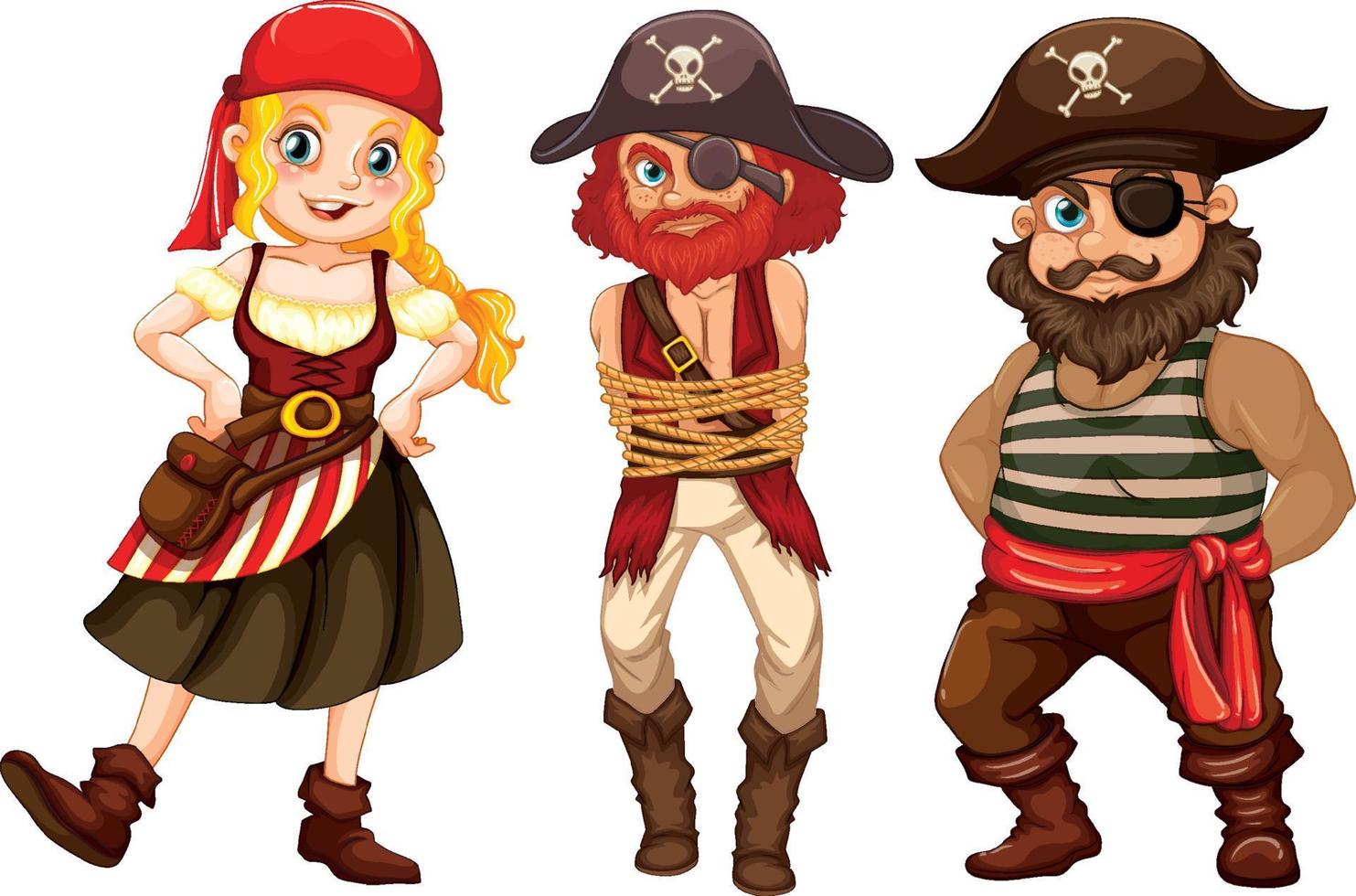 conjunto de personajes de dibujos animados piratas vector