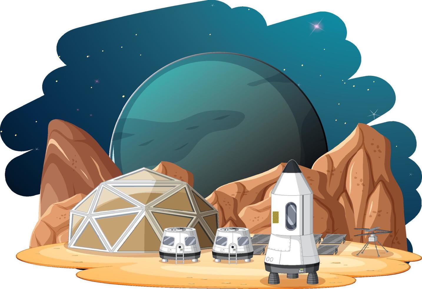 Isolated space colony scene vector