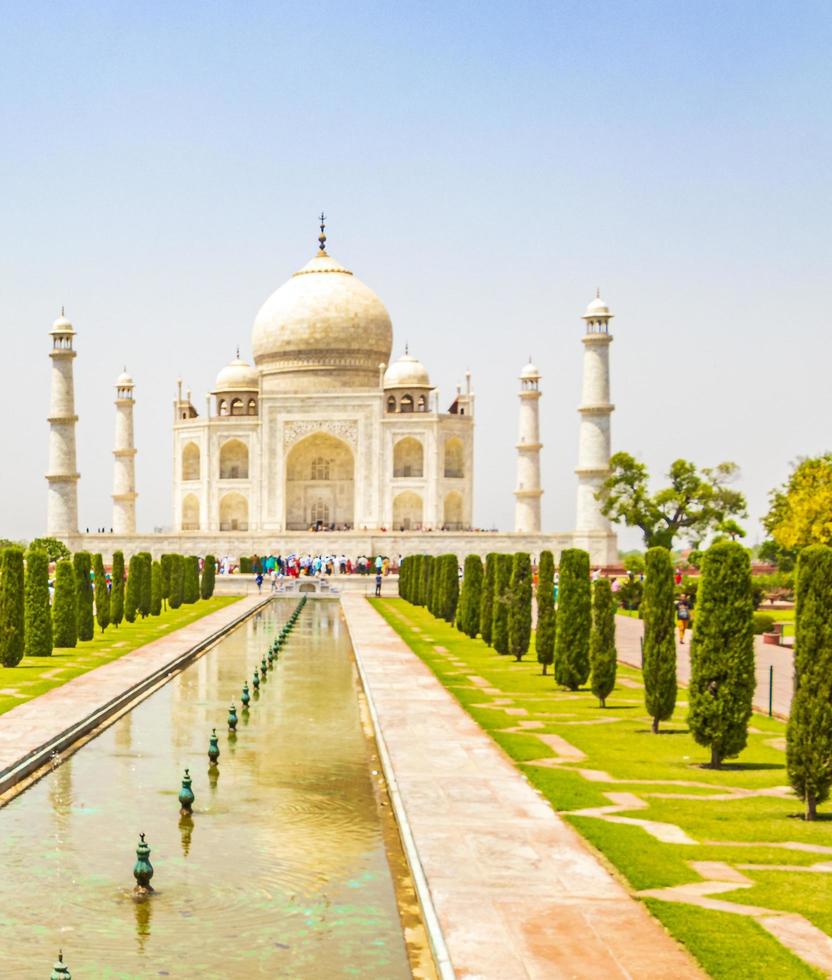 Taj Mahal panorama in Agra India with amazing symmetrical gardens. photo