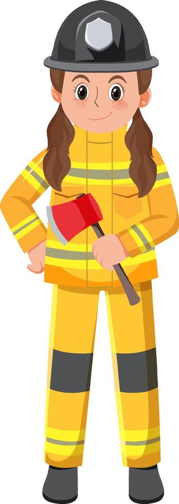 A firefighter cartoon character on white background vector
