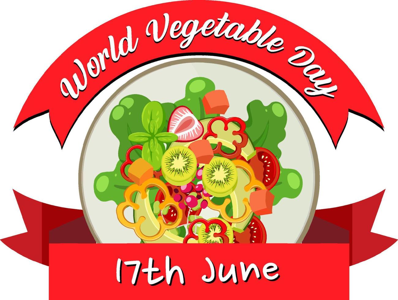 banner del día mundial de las verduras con ensaladera vector