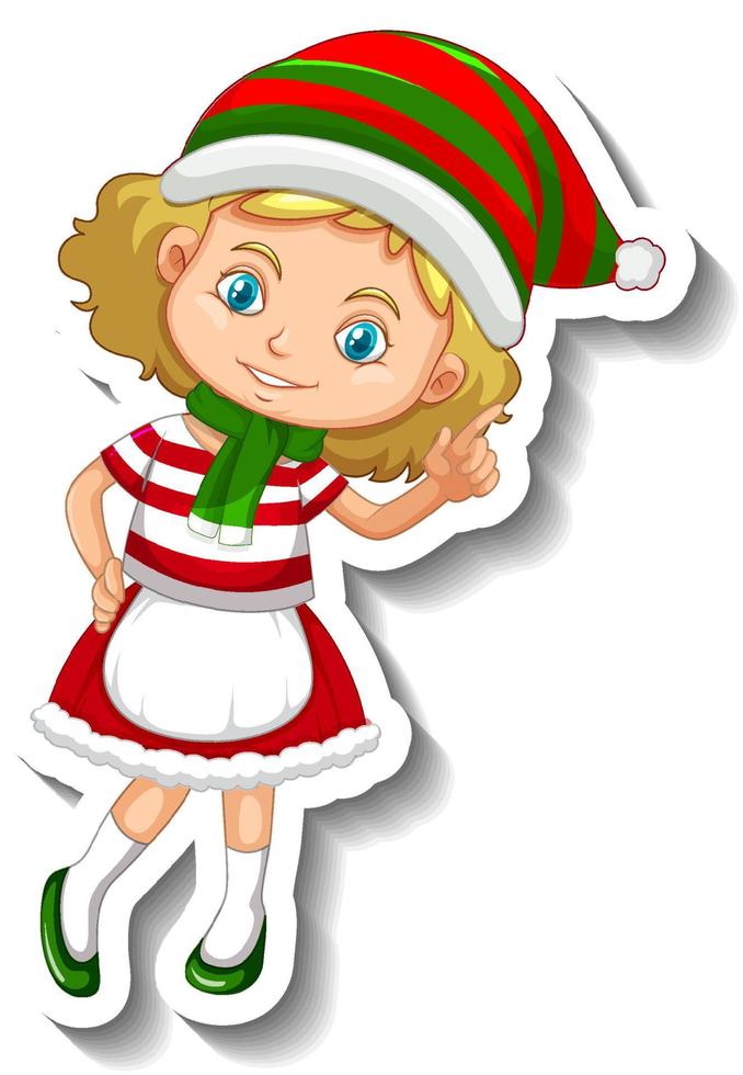 A girl in Christmas costumes vector