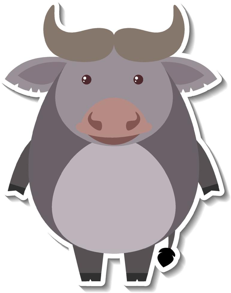 Chubby bull animal cartoon sticker vector