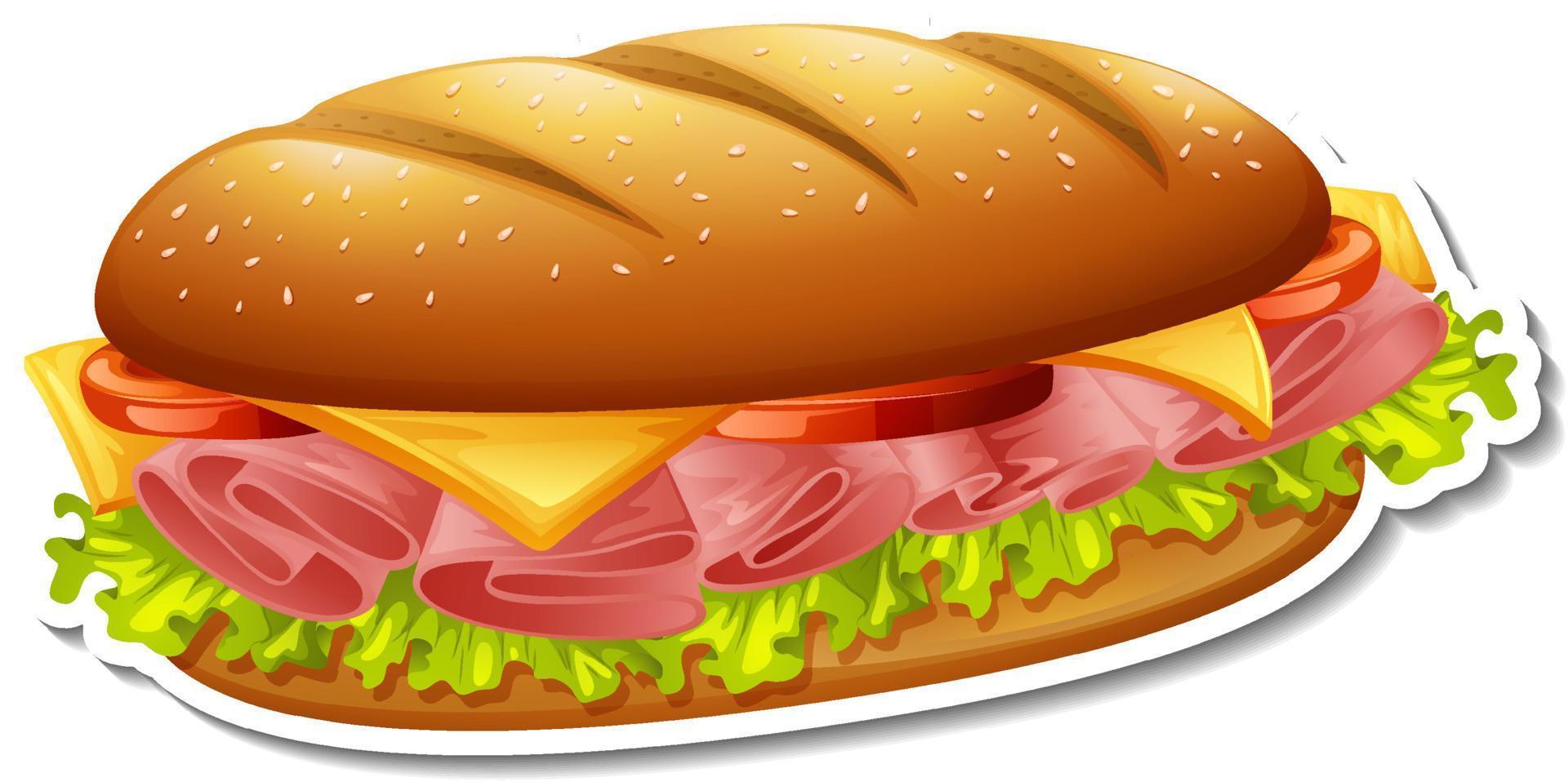 Sándwich de jamón y queso sobre fondo blanco. vector