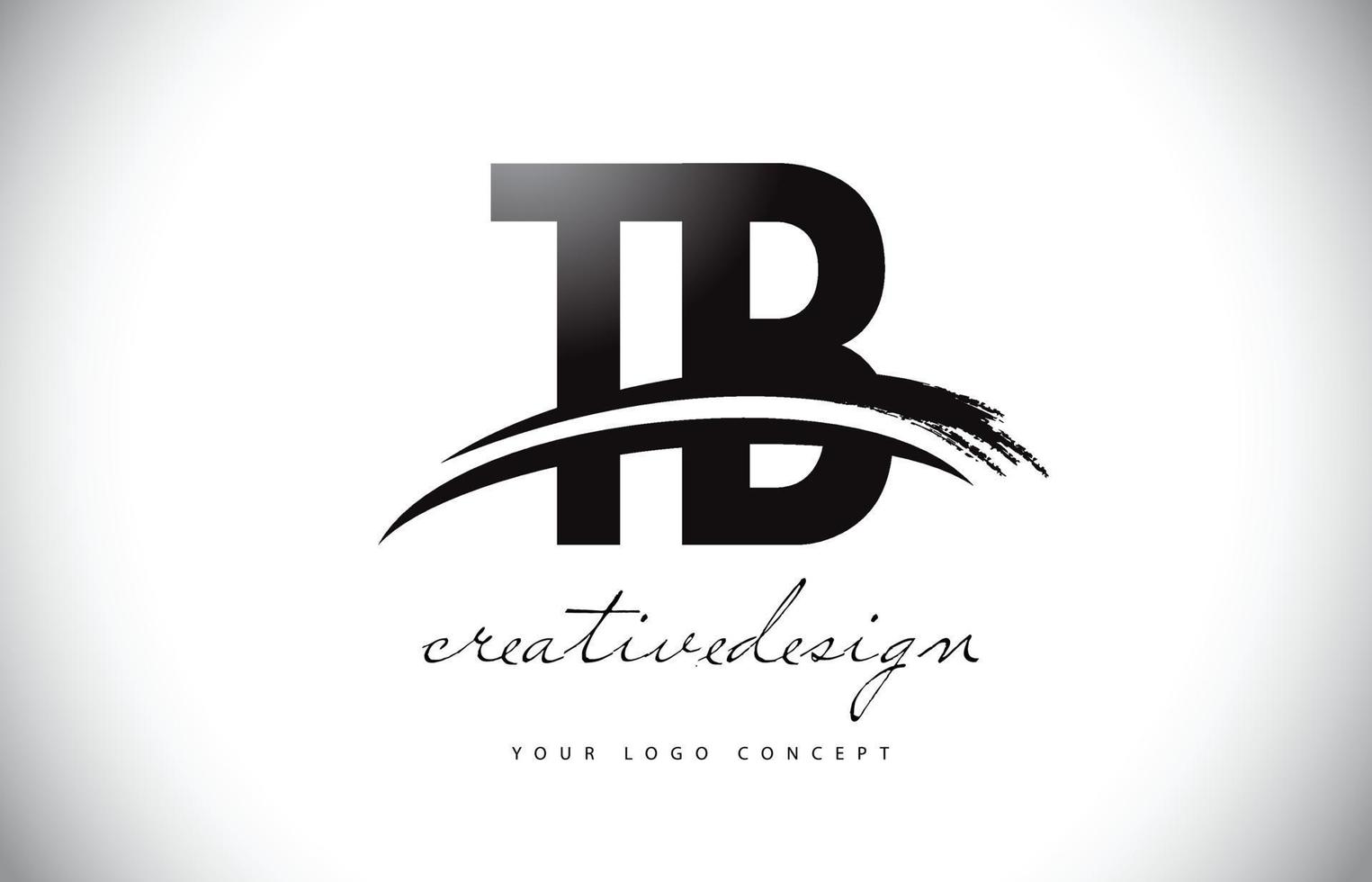 TB T B Letter Logo Design with Swoosh and Black Brush Stroke. vector