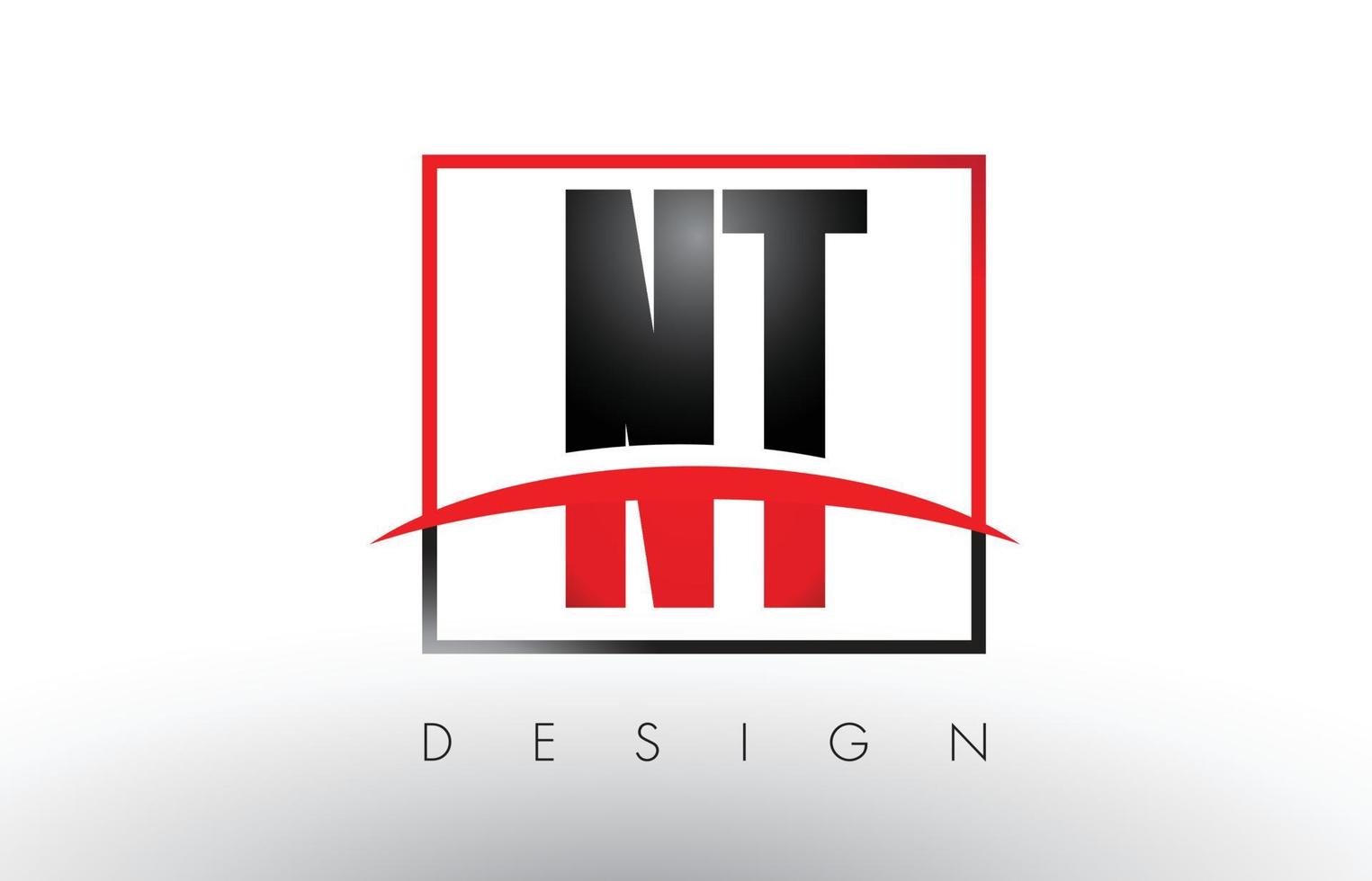 NT N T Logo Letters with Red and Black Colors and Swoosh. vector