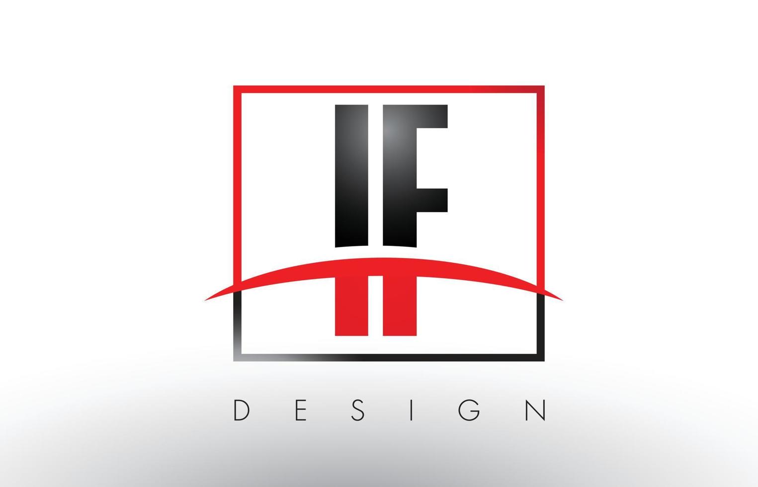 IF I F Logo Letters with Red and Black Colors and Swoosh. vector