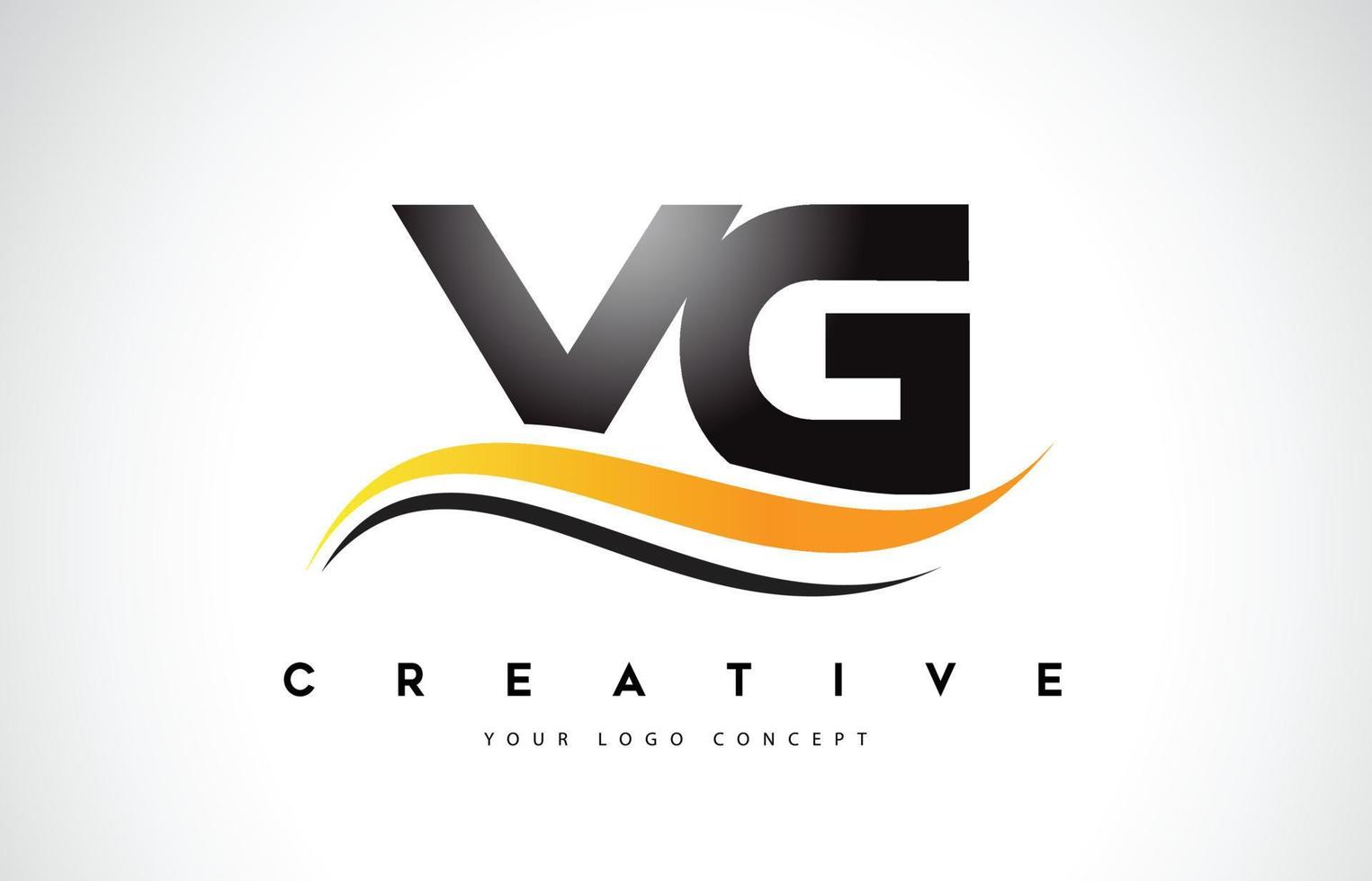 vg vg swoosh diseño de logotipo letra con modernas líneas curvas amarillas swoosh. vector