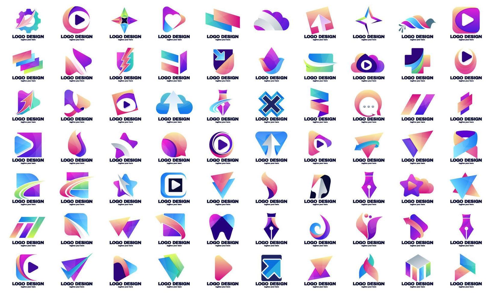 stock vector abstract geometric company corporate business unique Logo design set best collection gradient color