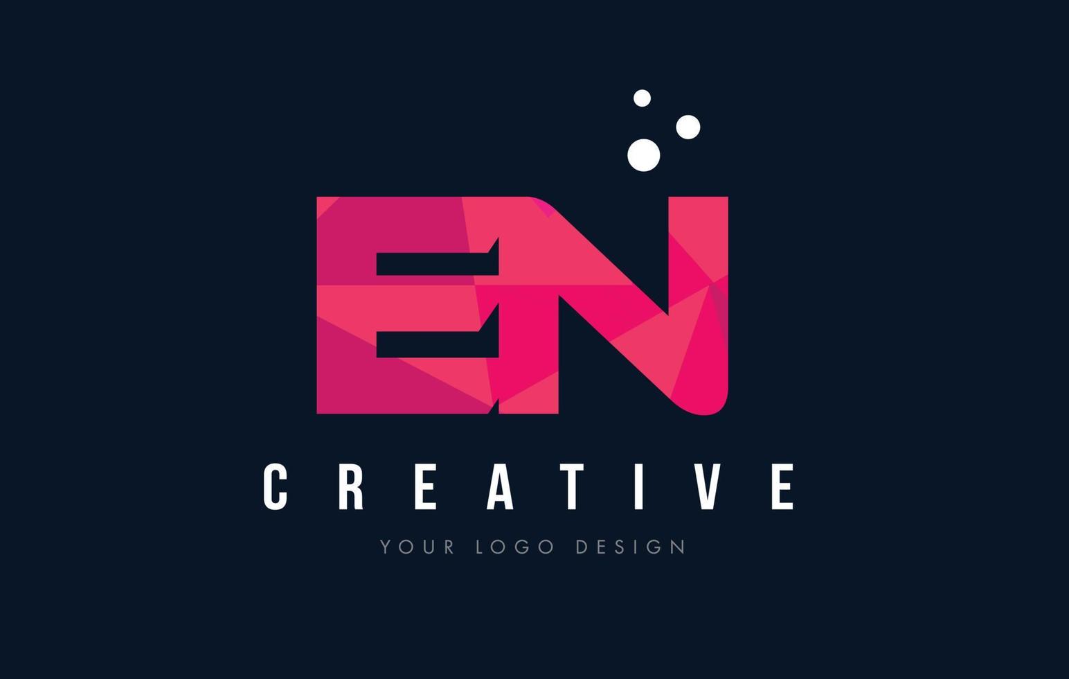EN E N Letter Logo with Purple Low Poly Pink Triangles Concept vector