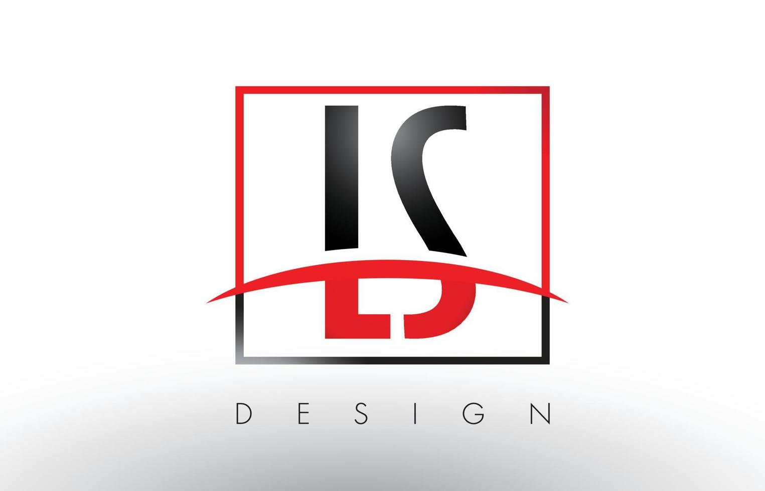 LS L S Logo Letters with Red and Black Colors and Swoosh. vector