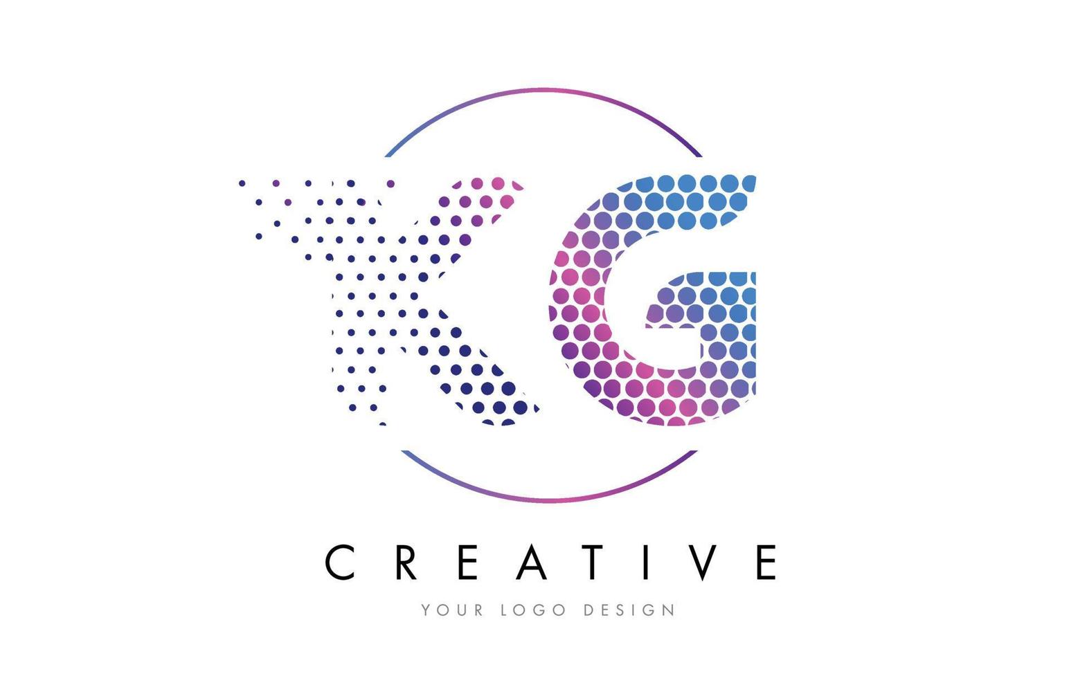 KG K G Pink Magenta Dotted Bubble Letter Logo Design Vector