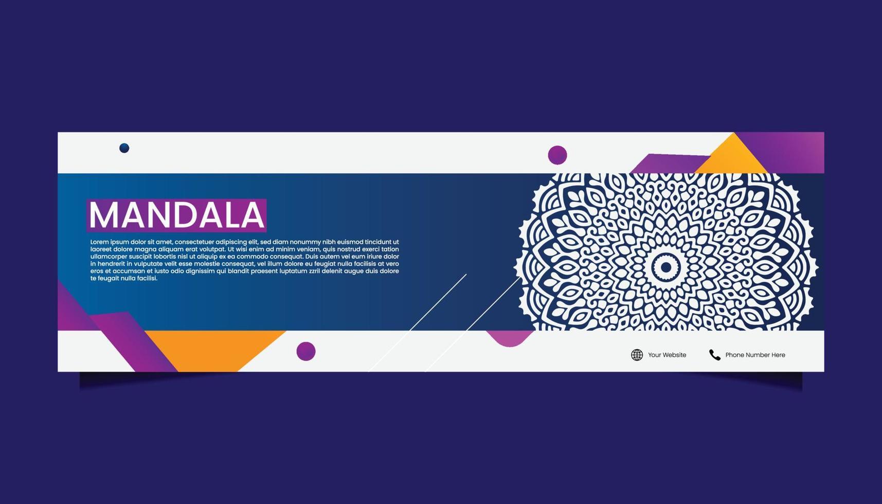 Fondo adornado de mandala con banner de redes sociales vector