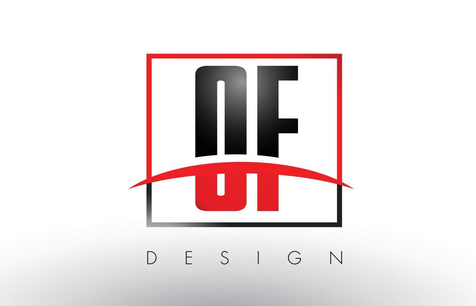 OF O F Logo Letters with Red and Black Colors and Swoosh. vector