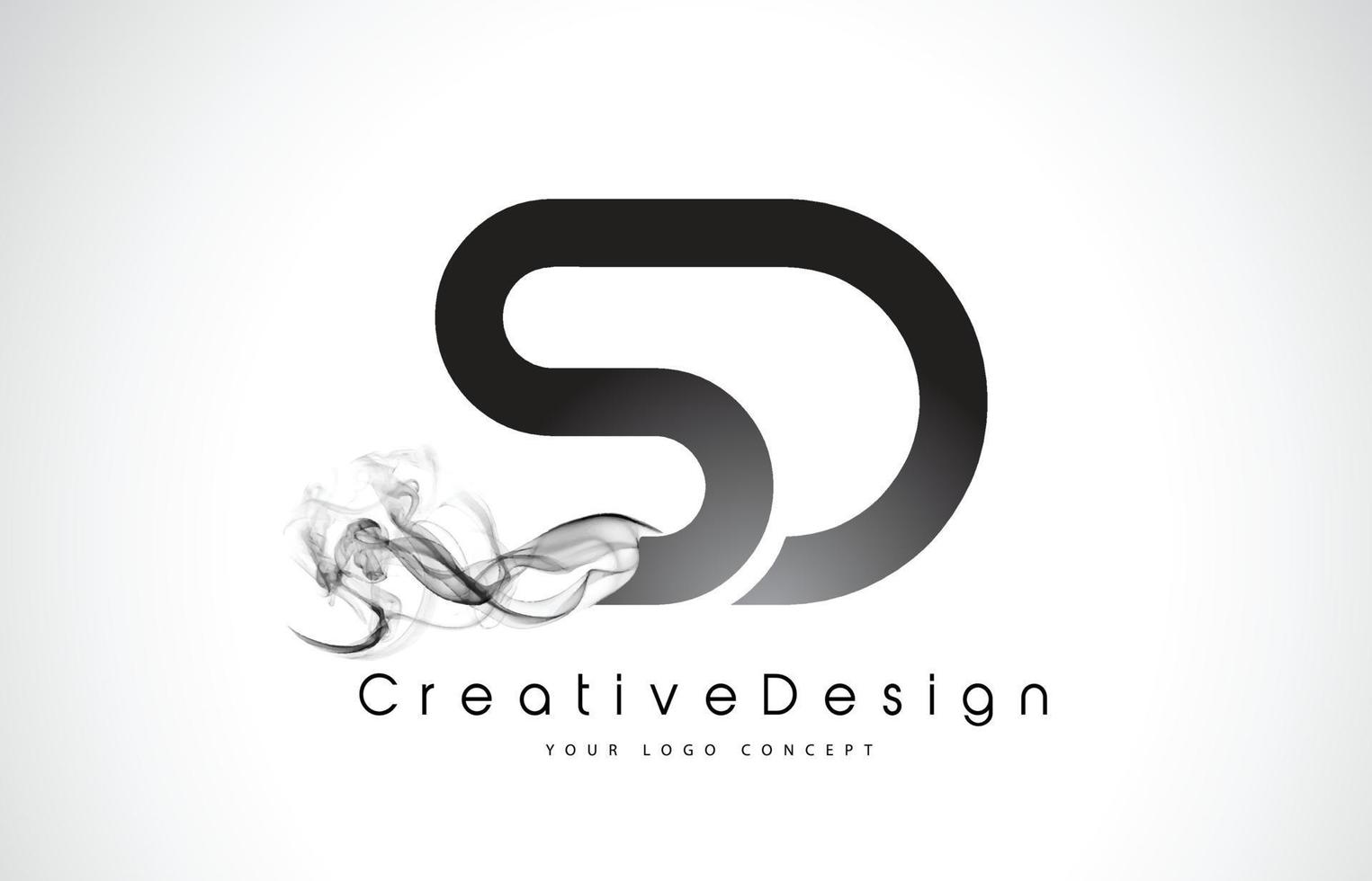 SD Letter Logo Design with Black Smoke. vector
