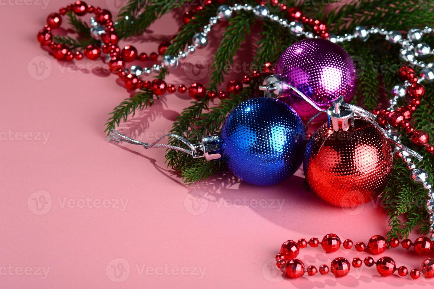 Christmas Decoration Christmas ball and ornaments with the branch of Christmas tree photo