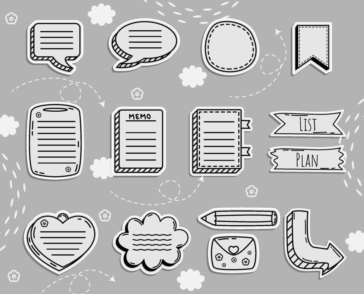 Journal Template Monochrome Sticker vector