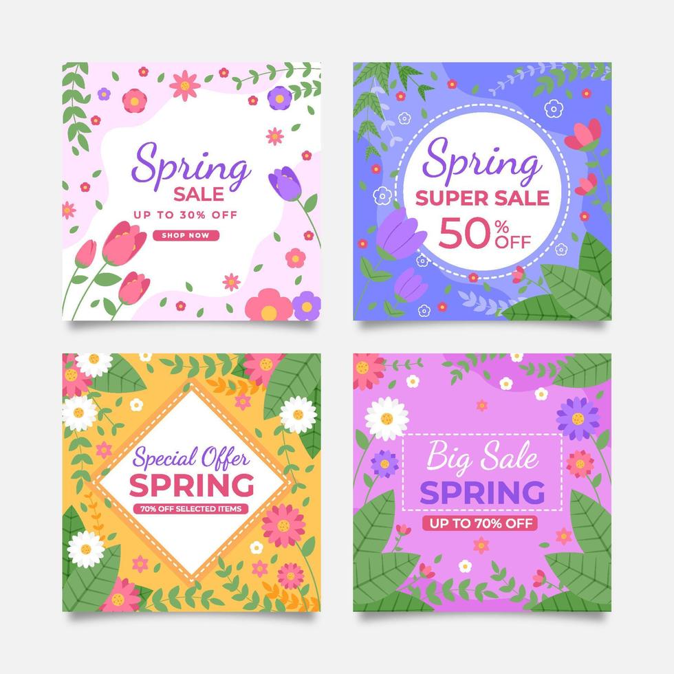 Spring Sale Social Media and Network Banners vector