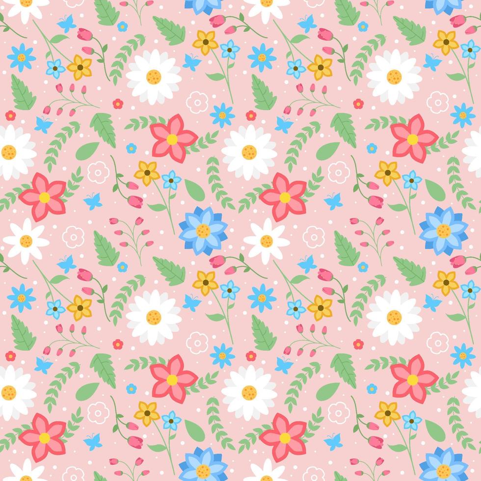 Floral Spring Seamless Pattern Design vector